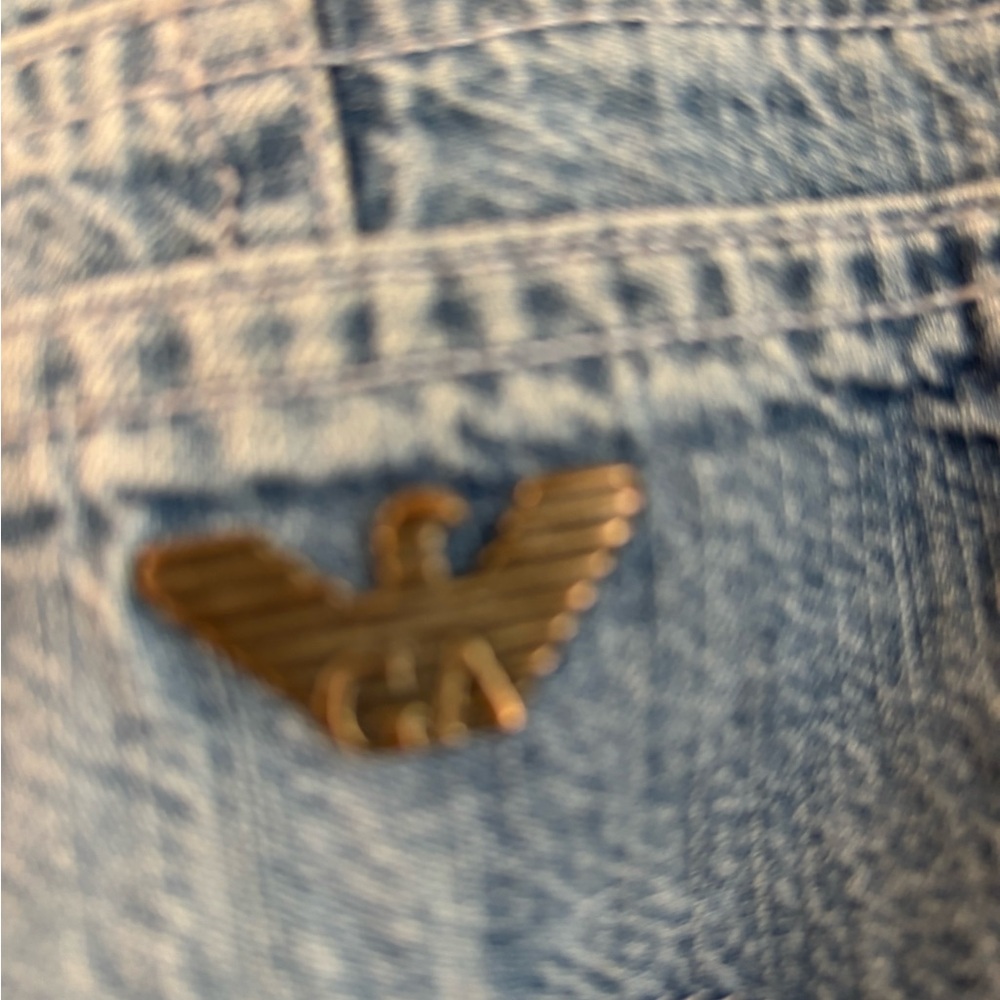 Armani Jeans Light Blue Slim Straight Denim with Gold Logo